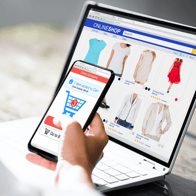 online marketplace on a laptop and phone